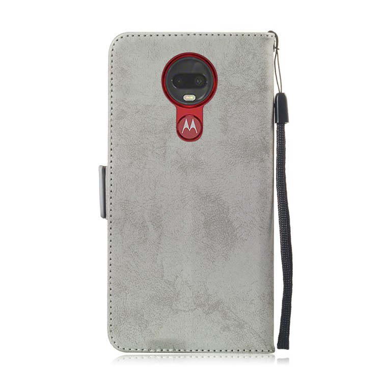 Retro Style PU Leather Wallet Cover with Stand for Motorola Moto G7/G7 Plus - Grey-3