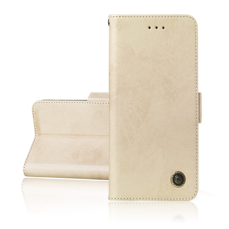Retro Style PU Leather Wallet Cover with Stand for Motorola Moto G7/G7 Plus - Gold-4