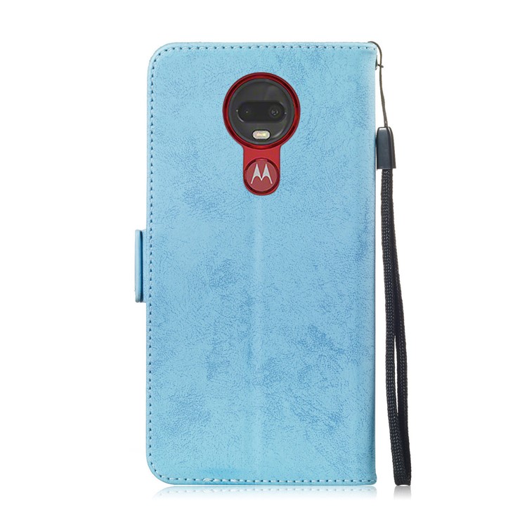 Retro Style PU Leather Wallet Cover with Stand for Motorola Moto G7/G7 Plus - Baby Blue-3