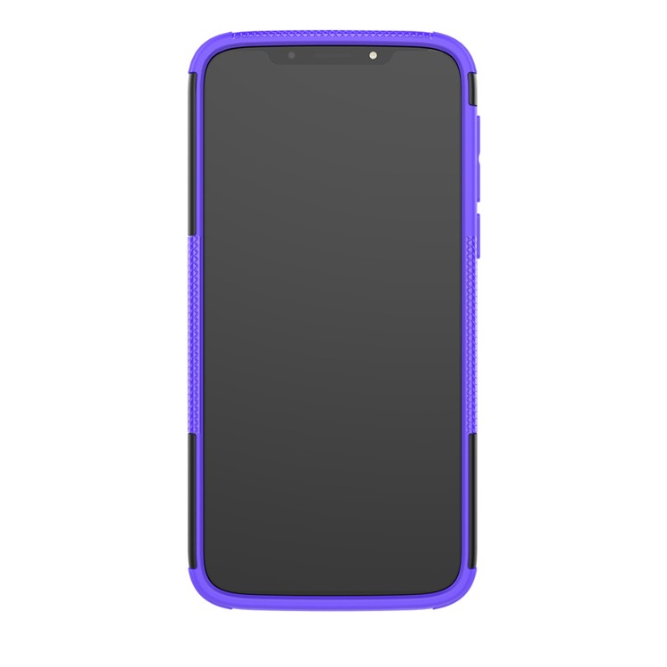 2-in-1-Reifenprofil-PC-TPU-Hybrid-Kickstand-Gehäuse Für Motorola G7 (US-Version) - Lila-3
