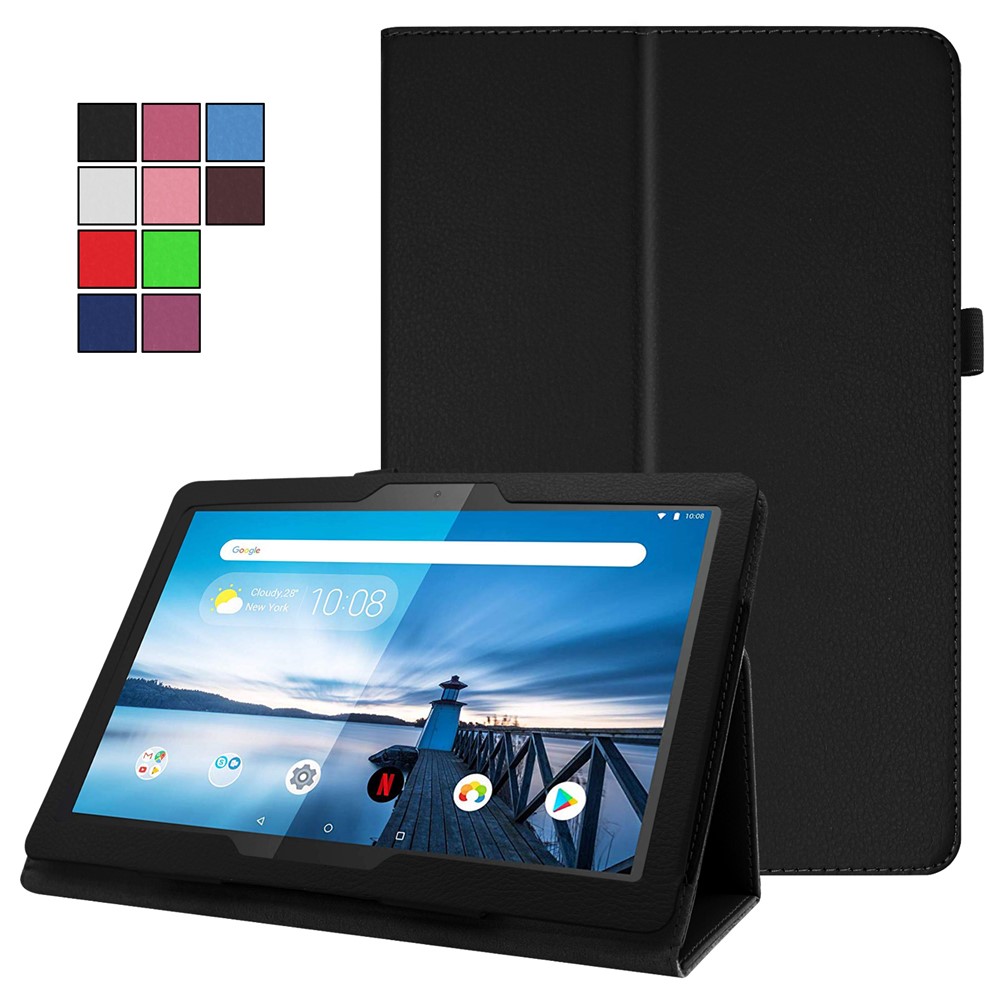 Para Lenovo Tab P10 10.1 Pulgadas Litchi Texture Cuero Case de Protección - Negro-2