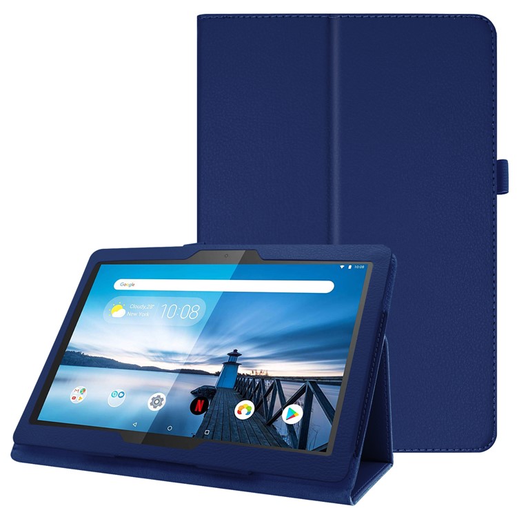 For Lenovo Tab P10 10.1-inch Litchi Texture Leather Stand Protection Case - Dark Blue-1