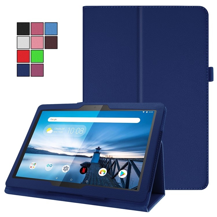For Lenovo Tab P10 10.1-inch Litchi Texture Leather Stand Protection Case - Dark Blue-2