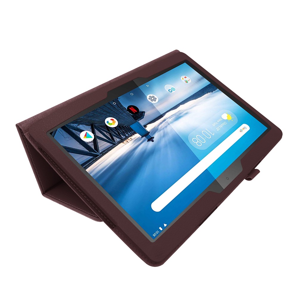 For Lenovo Tab P10 10.1-inch Litchi Texture Leather Stand Protection Case - Coffee-4