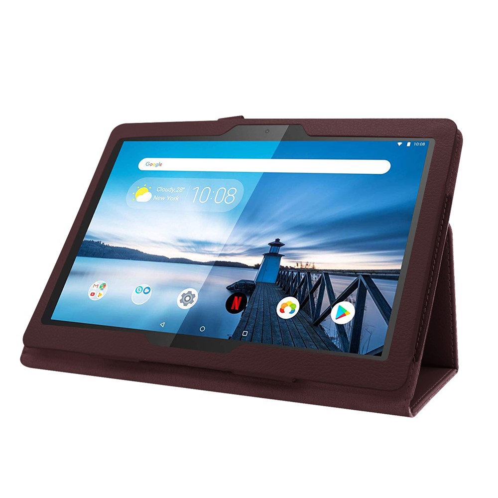For Lenovo Tab P10 10.1-inch Litchi Texture Leather Stand Protection Case - Coffee-5