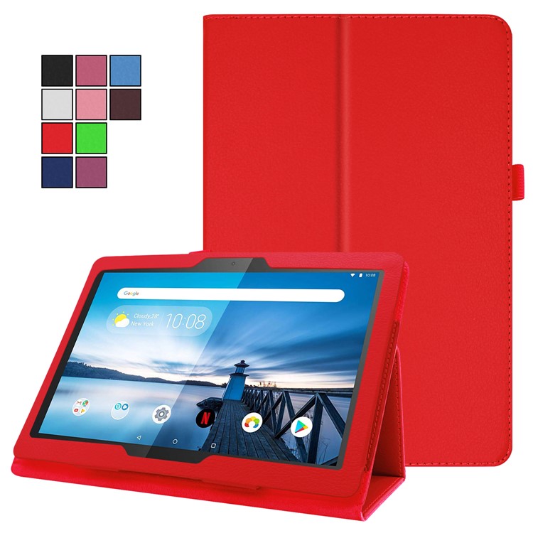 For Lenovo Tab P10 10.1-inch Litchi Texture Leather Stand Protection Case - Red-2