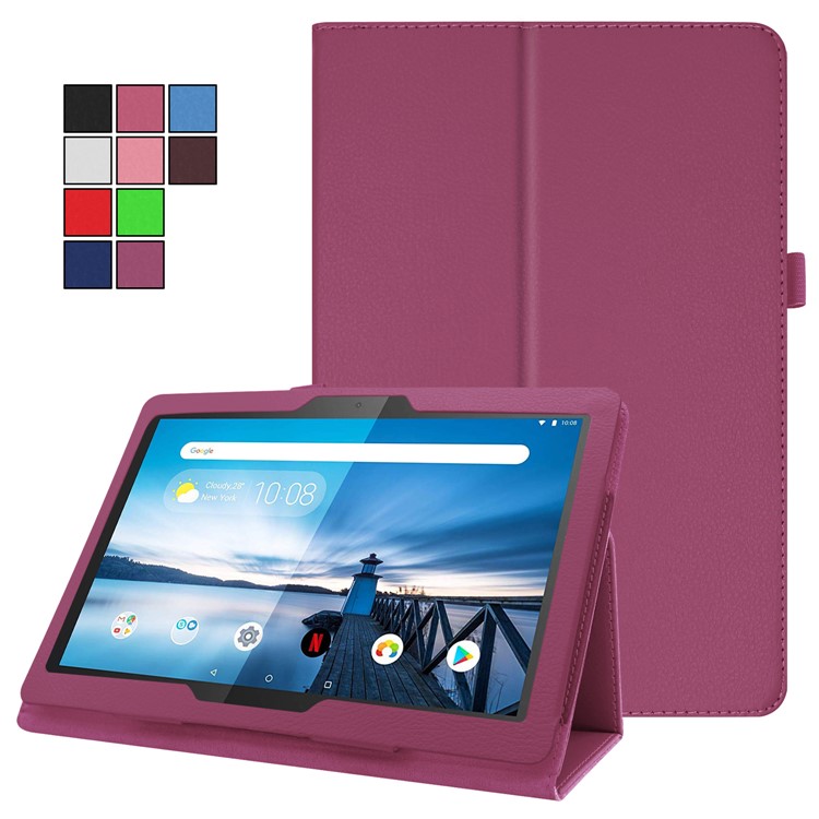 For Lenovo Tab P10 10.1-inch Litchi Texture Leather Stand Protection Case - Purple-2