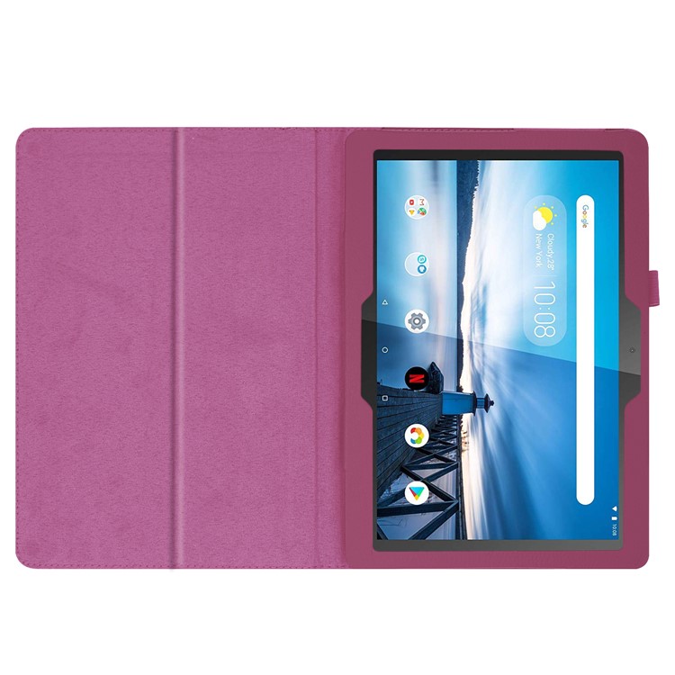 For Lenovo Tab P10 10.1-inch Litchi Texture Leather Stand Protection Case - Purple-3