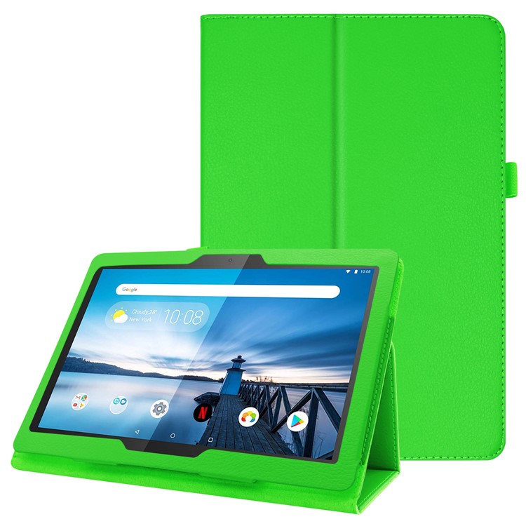 For Lenovo Tab P10 10.1-inch Litchi Texture Leather Stand Protection Case - Green-1