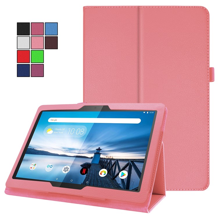 For Lenovo Tab P10 10.1-inch Litchi Texture Leather Stand Protection Case - Pink-2