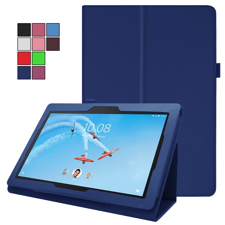 For Lenovo Tab E10 10.1 inch Litchi Texture Leather Stand Protective Case - Dark Blue-2