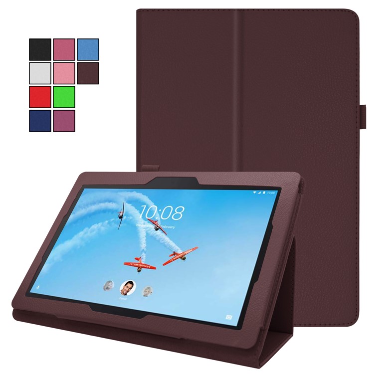 For Lenovo Tab E10 10.1 inch Litchi Texture Leather Stand Protective Case - Coffee-2