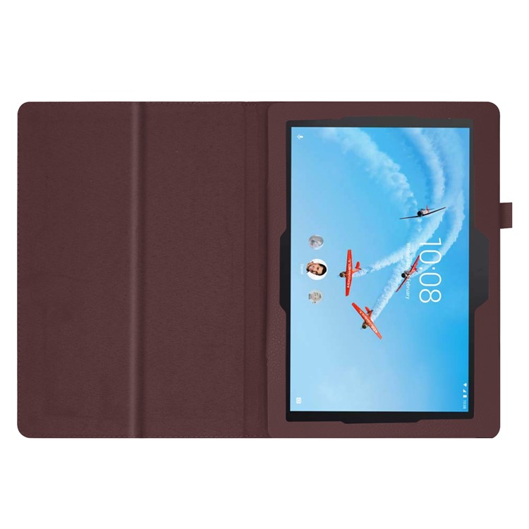 For Lenovo Tab E10 10.1 inch Litchi Texture Leather Stand Protective Case - Coffee-3