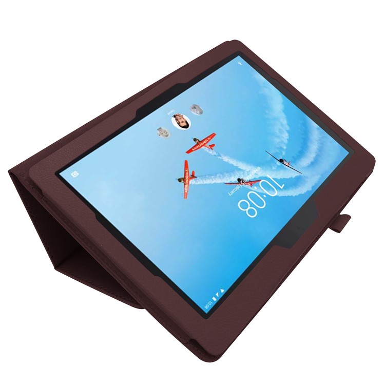 For Lenovo Tab E10 10.1 inch Litchi Texture Leather Stand Protective Case - Coffee-4