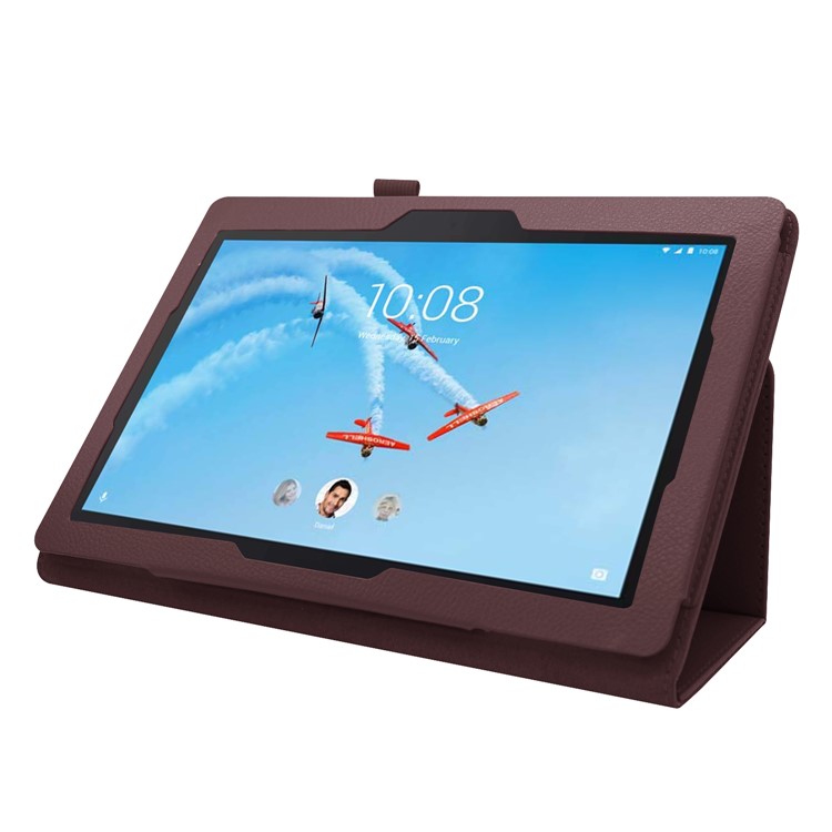 For Lenovo Tab E10 10.1 inch Litchi Texture Leather Stand Protective Case - Coffee-5