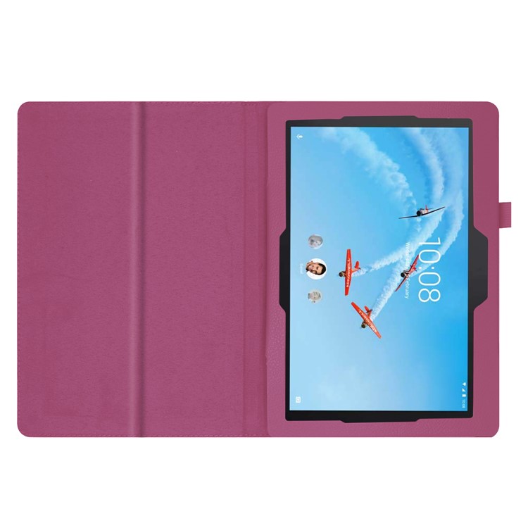 Pour Lenovo Tab E10 10,1 Pouces Litchi Texture Texture Stand Protective Case de Protection - Violet