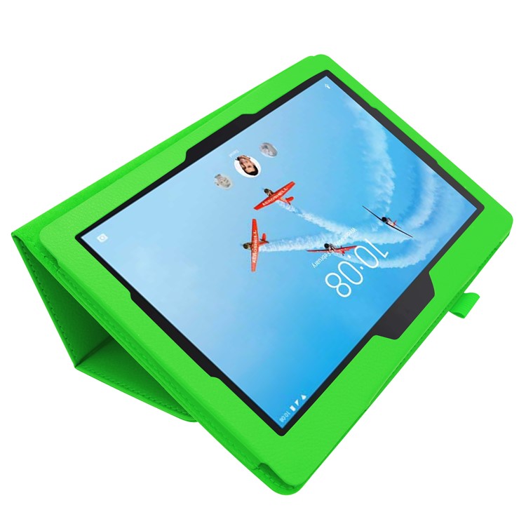 Para Lenovo Tab E10 10.1 Pulgadas Funda Protectora De Soporte De Cuero De Textura Litchi - Verde-4