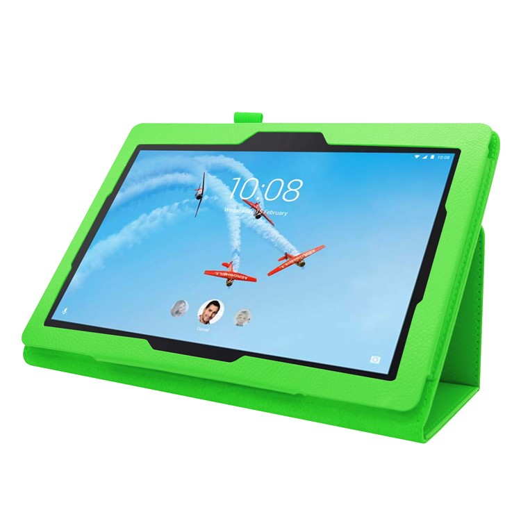 Para Lenovo Tab E10 10.1 Pulgadas Funda Protectora De Soporte De Cuero De Textura Litchi - Verde-5