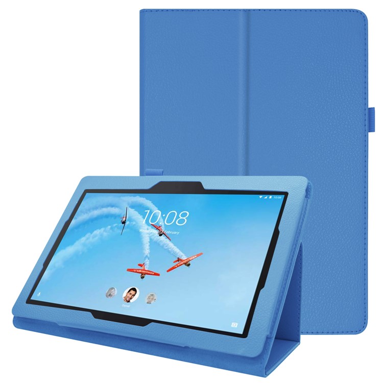 For Lenovo Tab E10 10.1 inch Litchi Texture Leather Stand Protective Case - Baby Blue-1