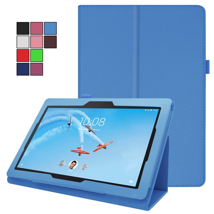 For Lenovo Tab E10 10.1 inch Litchi Texture Leather Stand Protective Case - Baby Blue-2