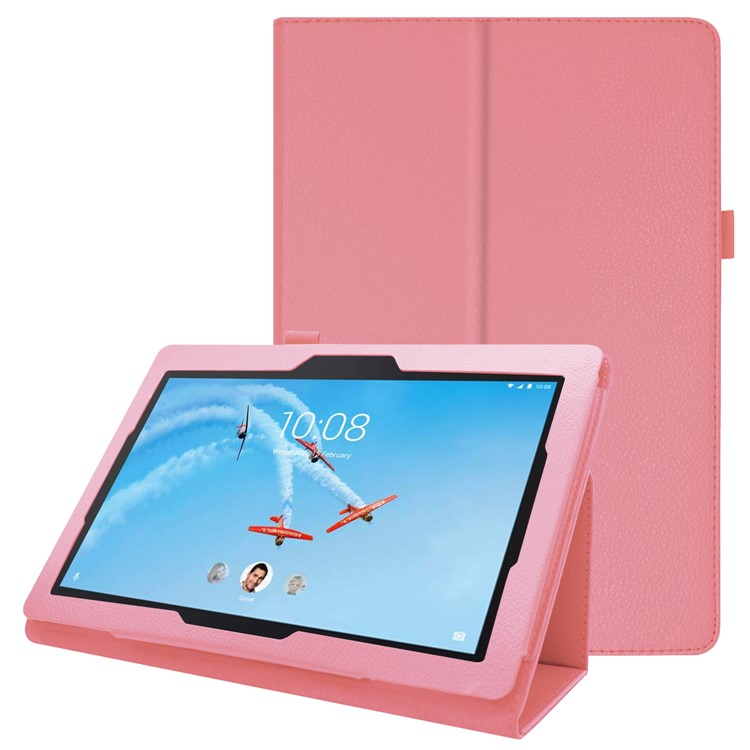 For Lenovo Tab E10 10.1 inch Litchi Texture Leather Stand Protective Case - Pink-1