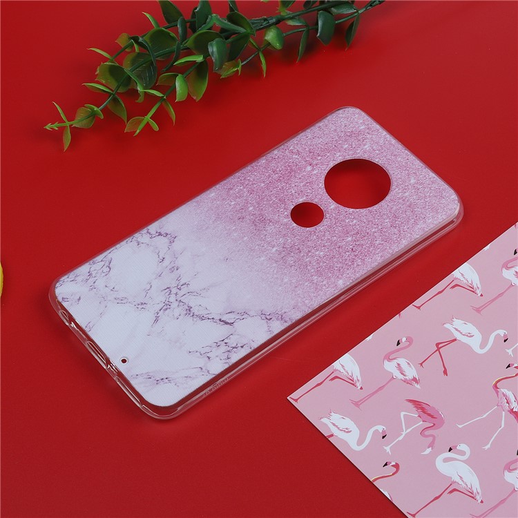 Pattern Printing Soft TPU Back Case for Motorola Moto G7/G7 Plus - Pink Glitter and Marble-4