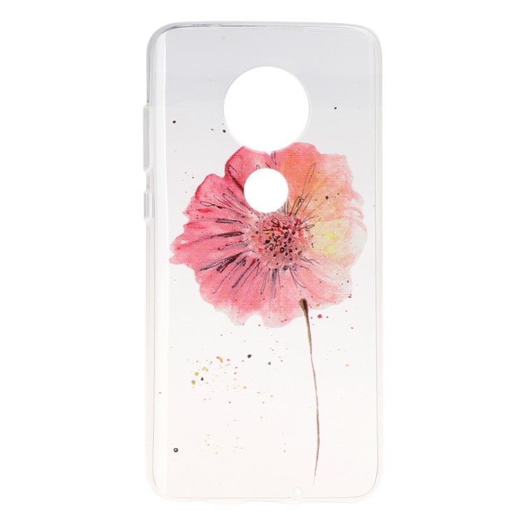 Pattern Printing Soft TPU Back Case for Motorola Moto G7/G7 Plus - Red Flower-1