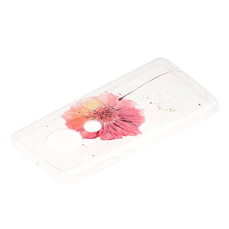 Pattern Printing Soft TPU Back Case for Motorola Moto G7/G7 Plus - Red Flower-2