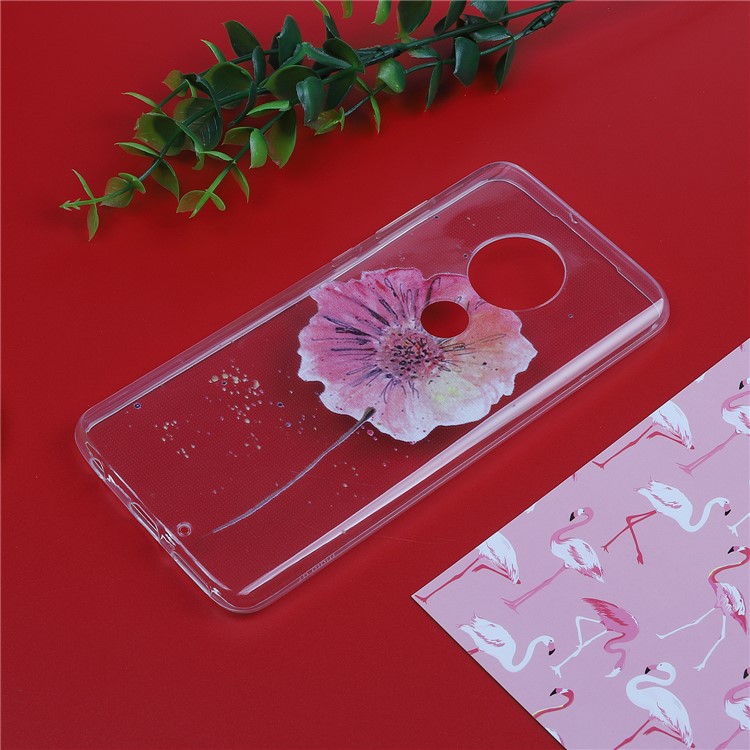 Pattern Printing Soft TPU Back Case for Motorola Moto G7/G7 Plus - Red Flower-4