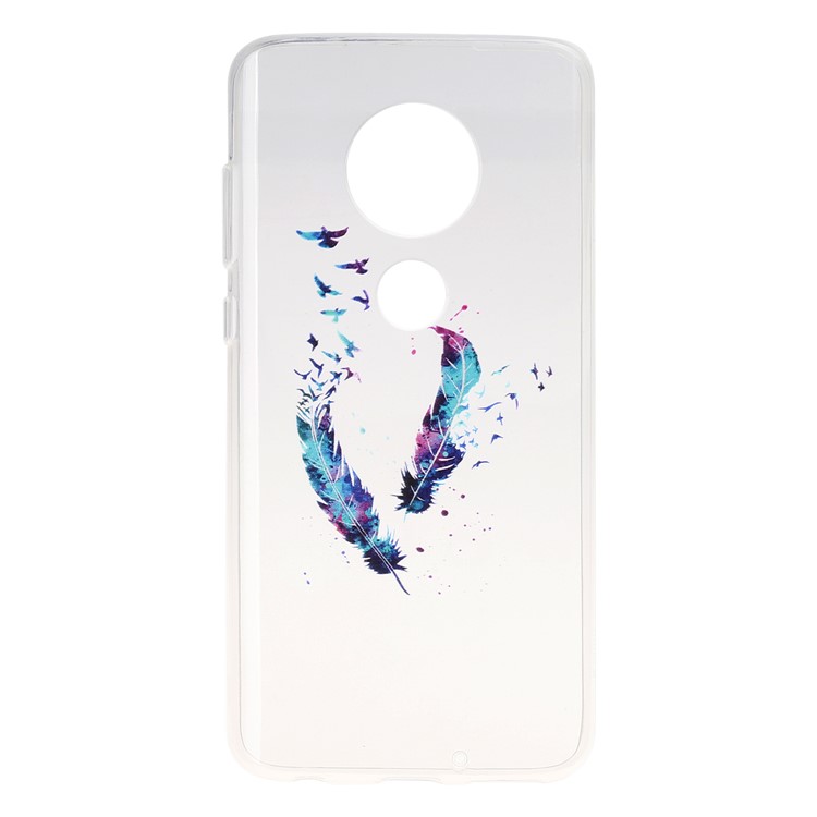 Pattern Printing Soft TPU Back Case for Motorola Moto G7/G7 Plus - Feather and Birds-1