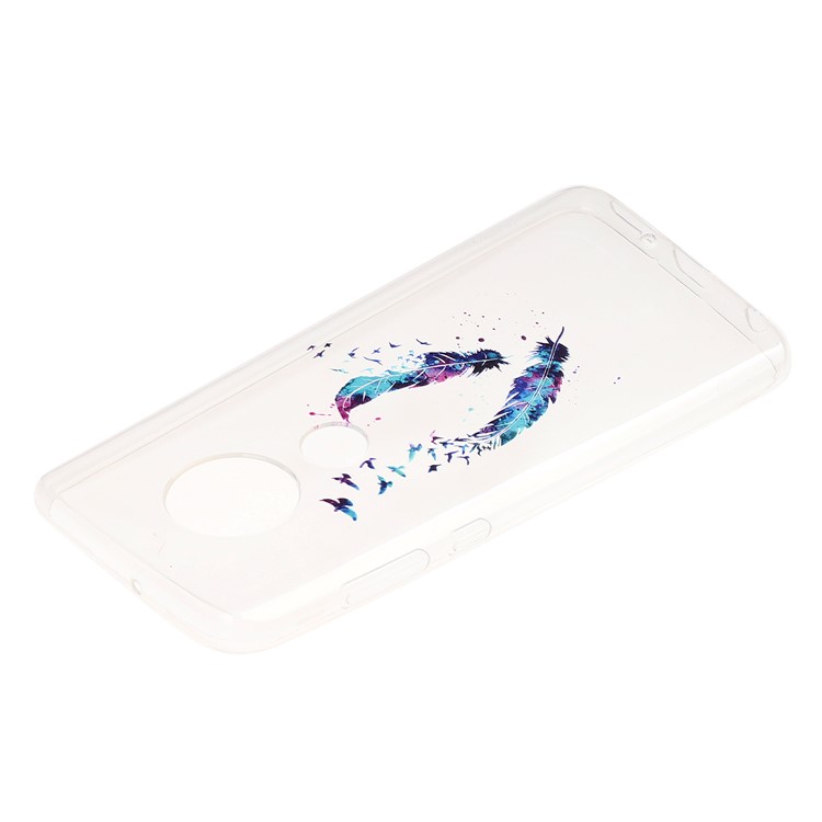Pattern Printing Soft TPU Back Case for Motorola Moto G7/G7 Plus - Feather and Birds-3