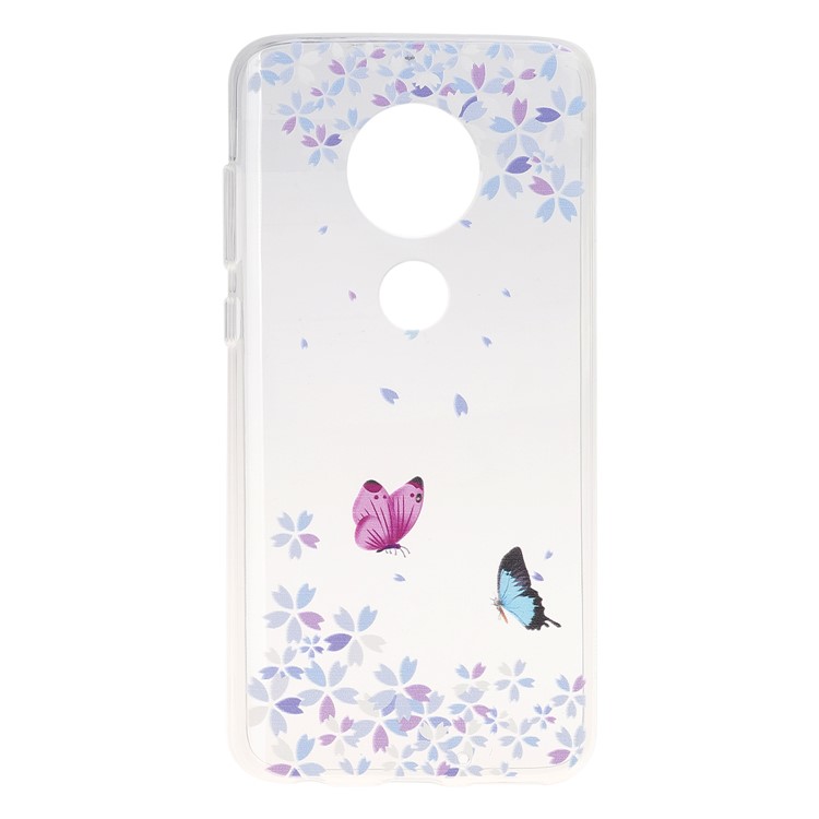 Coque Arrière Souple En TPU Pour Moto Motola G7 / G7 Plus - Papillon Et Fleur-1