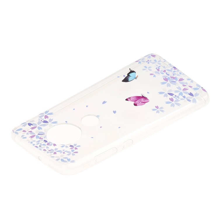 Coque Arrière Souple En TPU Pour Moto Motola G7 / G7 Plus - Papillon Et Fleur-2