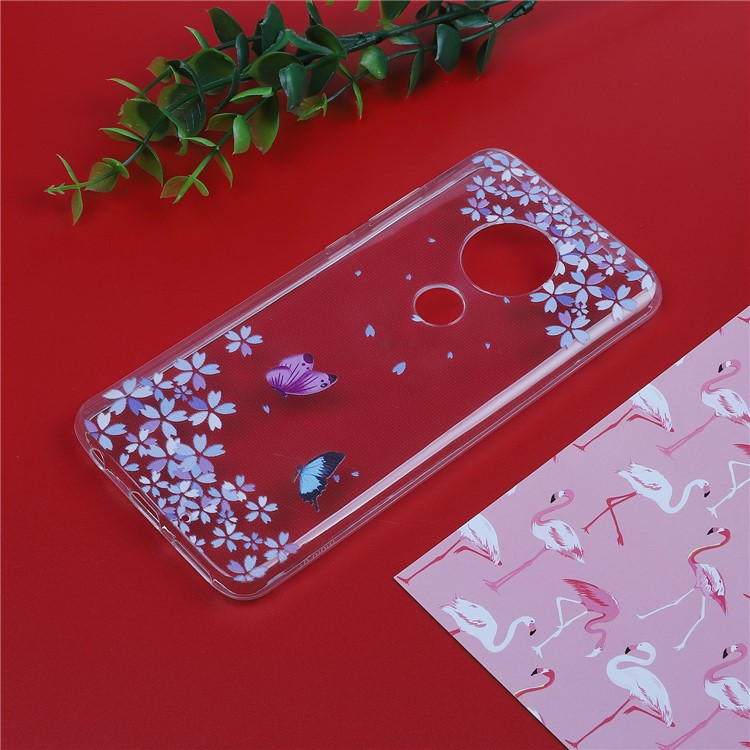 Coque Arrière Souple En TPU Pour Moto Motola G7 / G7 Plus - Papillon Et Fleur-4
