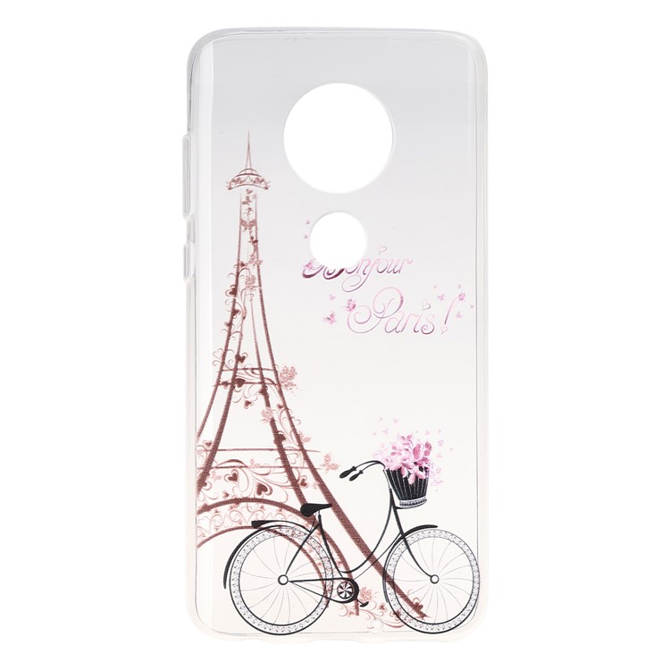 Pattern Printing Soft TPU Back Case for Motorola Moto G7/G7 Plus - Eiffel Tower and Bicycle-1