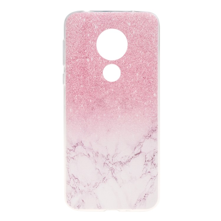 Pattern Printing Soft TPU Back Case for Motorola Moto G7 Power (EU Version) - Pink Glitter and Marble-1
