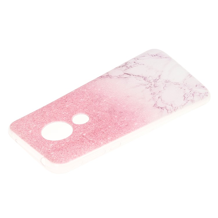Pattern Printing Soft TPU Back Case for Motorola Moto G7 Power (EU Version) - Pink Glitter and Marble-2