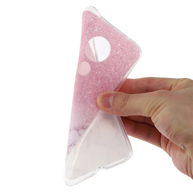 Pattern Printing Soft TPU Back Case for Motorola Moto G7 Power (EU Version) - Pink Glitter and Marble-3