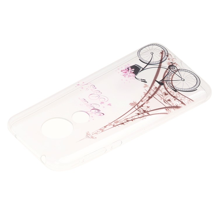 Pattern Printing Soft TPU Back Case for Motorola Moto G7 Power (EU Version) - Eiffel Tower and Bicycle-2