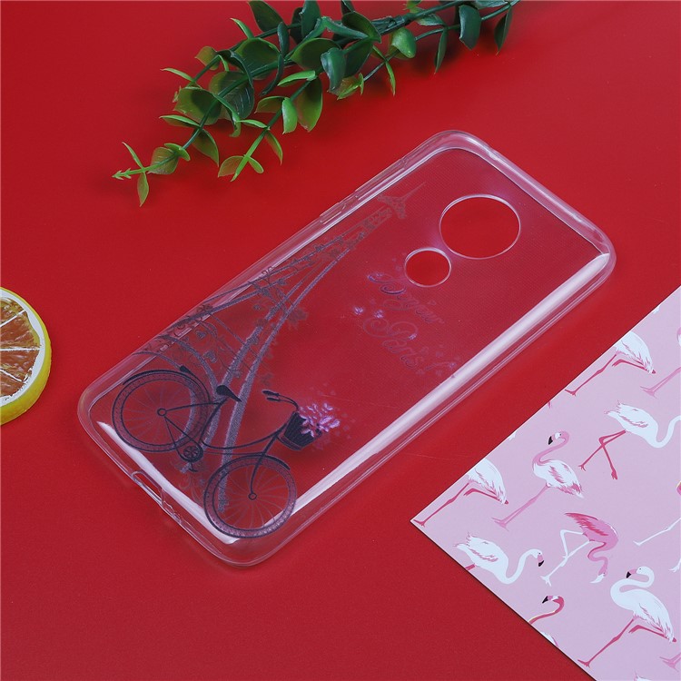Pattern Printing Soft TPU Back Case for Motorola Moto G7 Power (EU Version) - Eiffel Tower and Bicycle-4