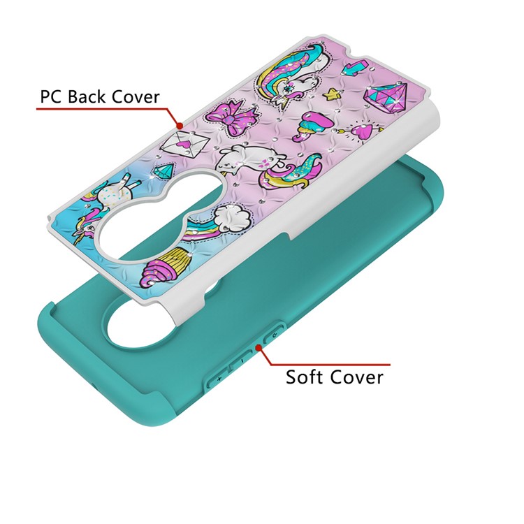 Patterned Rhinestone Decor PC TPU Phone Case for Motorola Moto G7/Moto G7 Plus - Unicorn and Bowknot-4