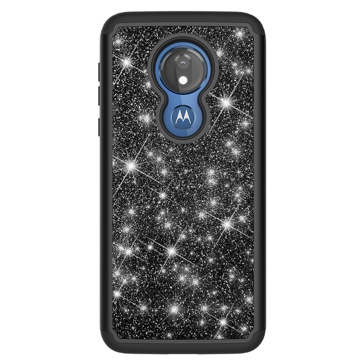 For Motorola Moto G7 Power (US Version) Flash Powder PC+TPU Hybrid Phone Case - Black-8