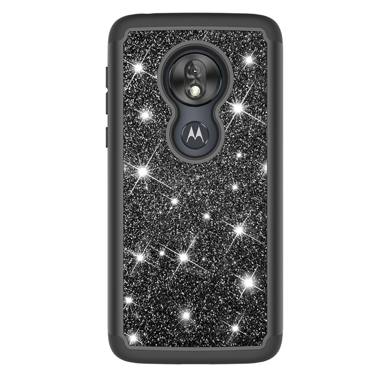 For Motorola Moto G7 Play (US Version) Flash Powder PC+TPU Hybrid Phone Cover Case - Black-5