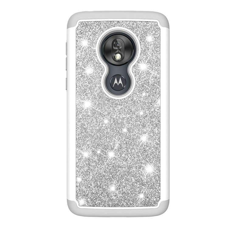 For Motorola Moto G7 Play (US Version) Flash Powder PC+TPU Hybrid Phone Cover Case - Silver-5