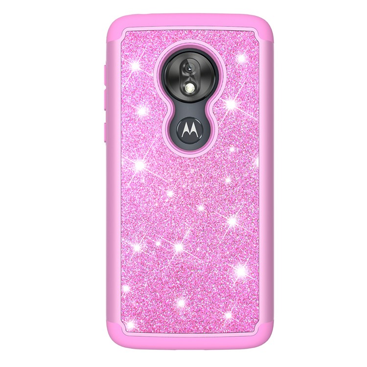 For Motorola Moto G7 Play (US Version) Flash Powder PC+TPU Hybrid Phone Cover Case - Rose-4