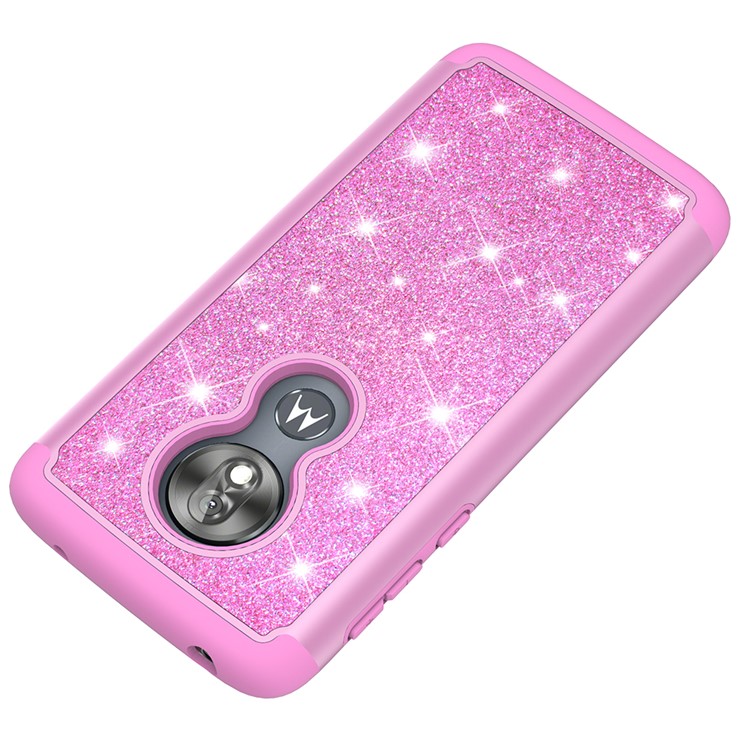 For Motorola Moto G7 Play (US Version) Flash Powder PC+TPU Hybrid Phone Cover Case - Rose-6