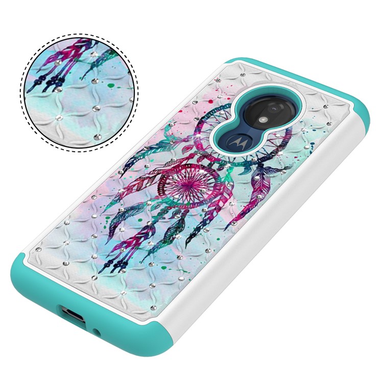Patterned Rhinestone Decor PC TPU Combo Back Case for Motorola Moto G7 Power (US Version) - Dream Catcher-3