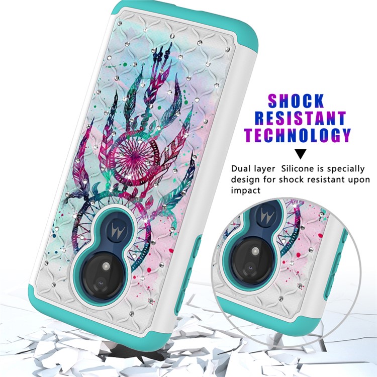 Patterned Rhinestone Decor PC TPU Combo Back Case for Motorola Moto G7 Power (US Version) - Dream Catcher-5