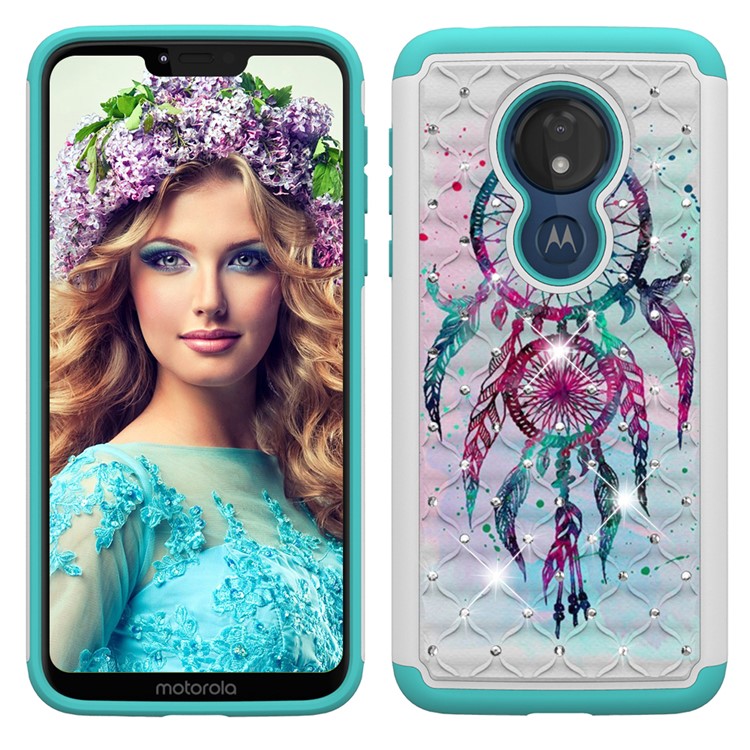 Patterned Rhinestone Decor PC TPU Combo Back Case for Motorola Moto G7 Power (US Version) - Dream Catcher-7