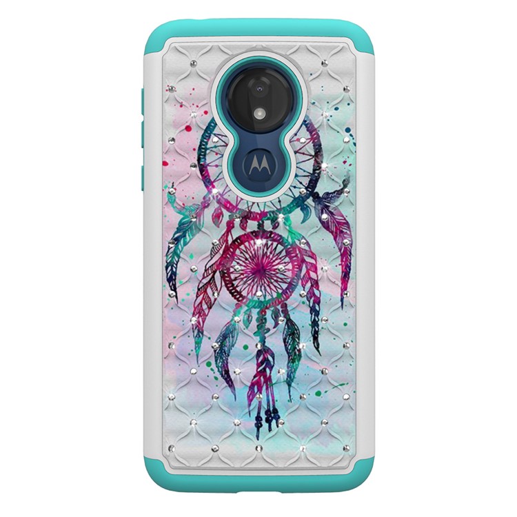Patterned Rhinestone Decor PC TPU Combo Back Case for Motorola Moto G7 Power (US Version) - Dream Catcher-8